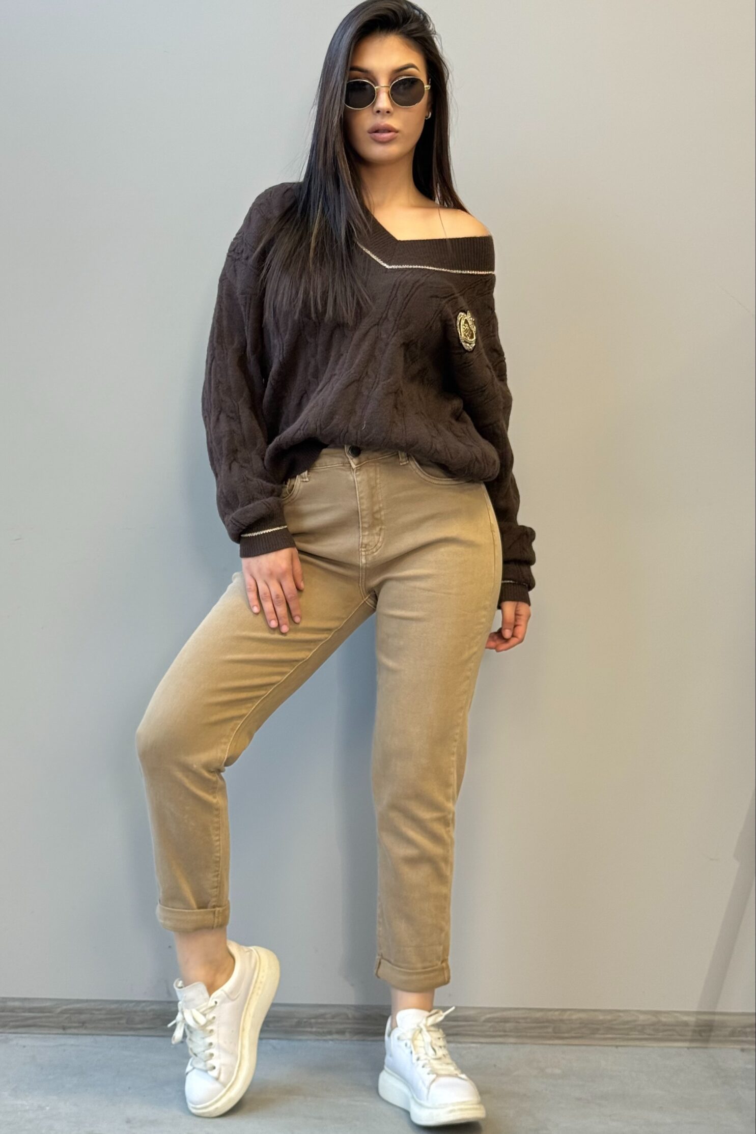 Бежови дънки Slim Fit
